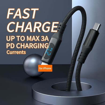 STORE PD60W Hızlı Şarj Kablosu, Led Ekranlı, 480Mbps Type-C to Type-C Kablo, USB C - USB C Erkek - Erkek Kablo Tip C to Tip C 1 Metre U05CC3-ST