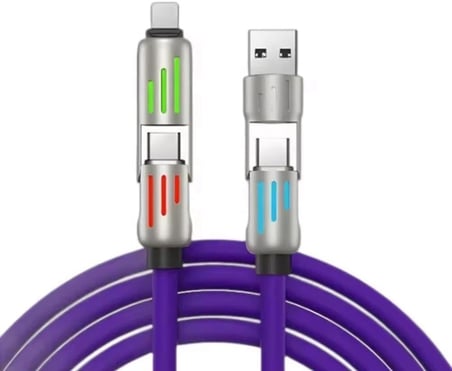 STORE 4'ü 1 Arada USB-A+Type-C'den Type-C+Lightning Uyumlu Şarj ve Data Kablosu