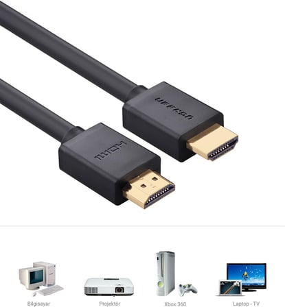 UHD 4K Yüksek Hızlı Ethernet ve HDMI Kablosu, 1.5 Metre, 60820