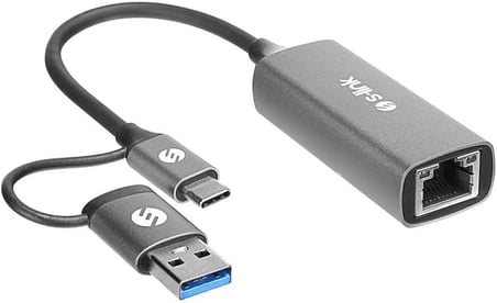 SWV-USBC029 Gri Metal Type-C + USB3.0 Çeviricili 10/100/1000Mbps Adaptör, USB3.0 Ethernet Çevirici, Type C Ethernet Çevirici
