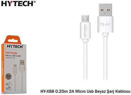 HY-X88 0.25m 2A Micro Usb Şarj Kablosu, Beyaz