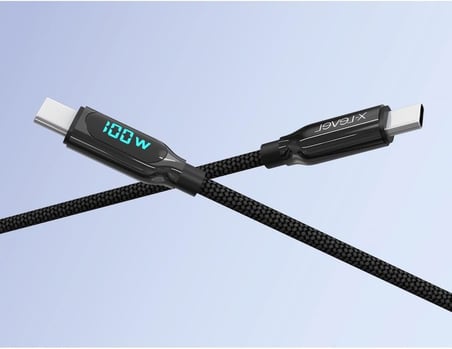 X-PowerDigi 5A 100W 120 Cm Type-C To Type-C Dijital Ekranlı Hızlı Şarj/Data Kablosu