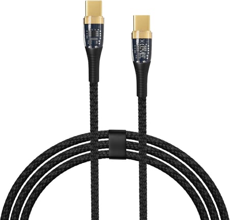 X-Elegant 5A 65W Ultra Hızlı Şeffaf Çipli Type-C To Type-C Kablo Hızlı Şarj/Data Kablosu