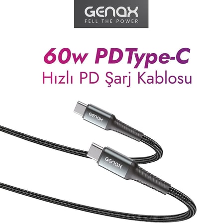 PD Type-C Ultra Hızlı Kırılmaz Siyah Şarj Kablosu