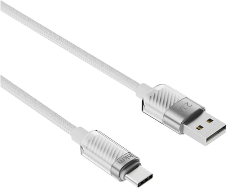 KNIT GLAM 2.1A hızlı şarj destekli, USB-A to Type-C Şarj ve Data Aktarım Kablosu, 1 metre, Beyaz