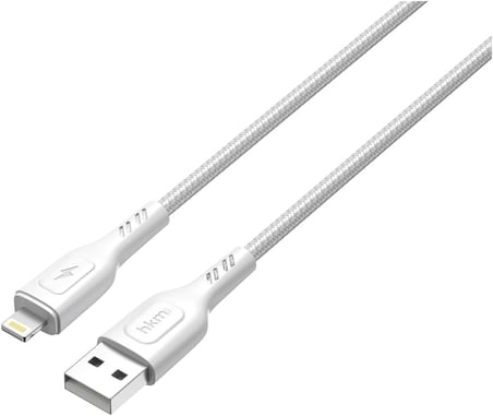 KNIT 2A Çıkış, USB-A to Lightning Şarj ve Data Aktarım Kablosu, Örgü Tasarım, 1 metre, Beyaz