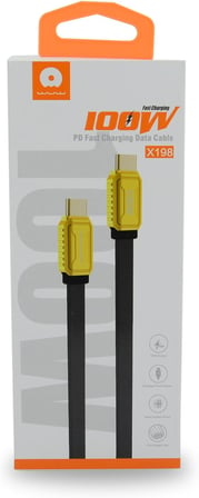 Type - C to Type C Hızlı Şarj ve Data Kablo iPhone 15 Uyumlu 100 Watt USB-C to USB-C Uyumlu 1 Metre Şarj Kablosu X198 (100W - Siyah)