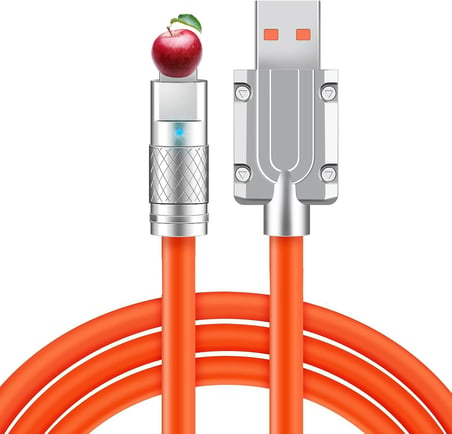 Tombul Şarj Kablosu, USB Kablosu, Yıldırım Konnektörlü Hızlı Şarj Kablosu, Dolaşmaz, Turuncu, i-Phone 14 13 12 11 Pro ve Daha Fazlası (3,3 ft) ile uyumlu