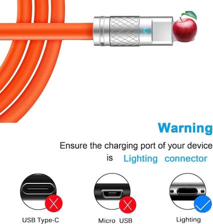 Tombul Şarj Kablosu, USB Kablosu, Yıldırım Konnektörlü Hızlı Şarj Kablosu, Dolaşmaz, Turuncu, i-Phone 14 13 12 11 Pro ve Daha Fazlası (3,3 ft) ile uyumlu