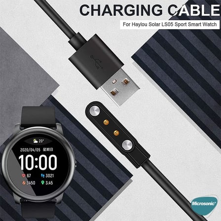 Haylou Solar LS05 için Manyetik USB Şarj Kablosu Siyah [Solar LS05 ile Uyumlu Şarj Kablosu - Siyah]