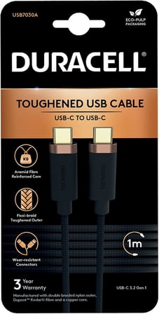 1m Usb-C To Usb-C Örgülü Şarj Kablosu - Siyah