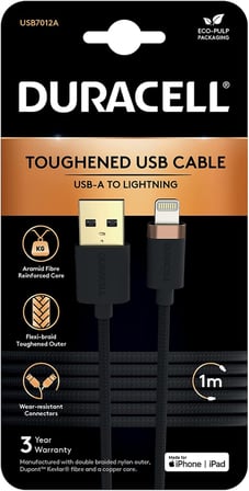 1m Lightning To Usb-A Örgülü Şarj Kablosu - Siyah