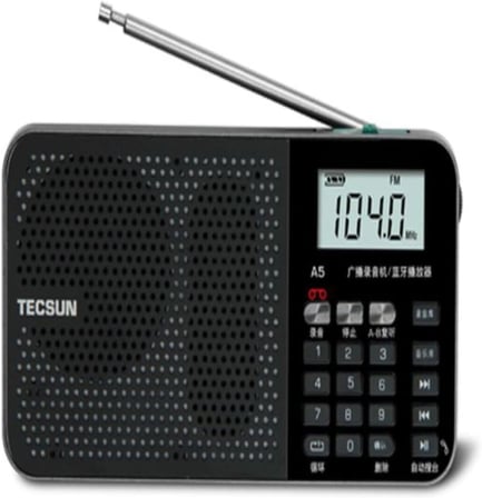 Tecsun A5 Taşınabilir Şarjlı Cep Radyosu Bluetooth Hoparlör FM Radyo MP3 Çalar & Ses Kayıt Cihazı