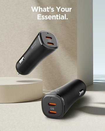 50W USB-C 2 Port Araç içi Hızlı Şarj Aleti PPS Desteği Akım Korumalı Güç Adaptörü Çakmaklık iPhone & Android & iPad & MacBook Type-C PD 3.0 30W + 20W EV502 - ACP08523