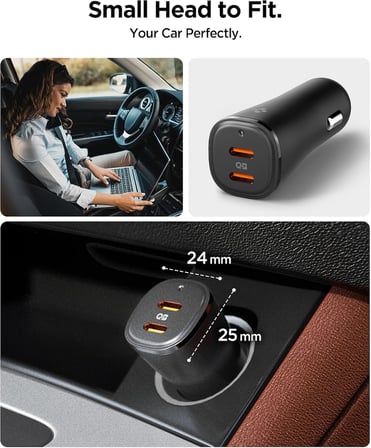 50W USB-C 2 Port Araç içi Hızlı Şarj Aleti PPS Desteği Akım Korumalı Güç Adaptörü Çakmaklık iPhone & Android & iPad & MacBook Type-C PD 3.0 30W + 20W EV502 - ACP08523
