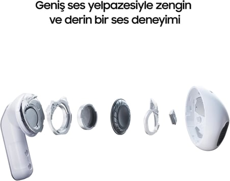 Galaxy Buds4 Bluetooth Kulaklık, Beyaz, Metal Gövde, 1 Yollu Hoparlör, Ultra Net Arama Sesi, Adaptif Gürültü Kontrolü