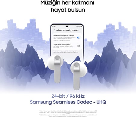 Galaxy Buds4 Bluetooth Kulaklık, Beyaz, Metal Gövde, 1 Yollu Hoparlör, Ultra Net Arama Sesi, Adaptif Gürültü Kontrolü