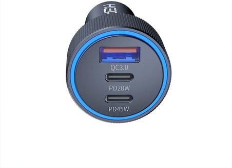 Hepu Hp-780 105 Watt Araç Içi Şarj Cihazı 3.1A Pd 45 Watt Fast Hızlı Şarj Aleti Metal Çakmaklık Şarj Type C 3-Port Işıklı