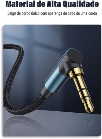 90 Derece L Tipi 3.5 mm Aux Ses Kablosu Mavi 1 Metre