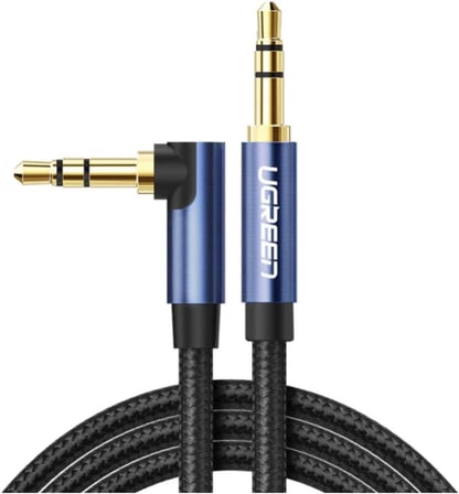 90 Derece L Tipi 3.5 mm Aux Ses Kablosu Mavi 1 Metre