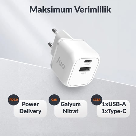 20w Gan Usb-c Usb-a Şarj Aleti Iphone & Ipad & Android Uyumlu Pd Qc4.0 Type-c Hızlı Şarj Cihazı