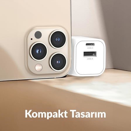 20w Gan Usb-c Usb-a Şarj Aleti Iphone & Ipad & Android Uyumlu Pd Qc4.0 Type-c Hızlı Şarj Cihazı