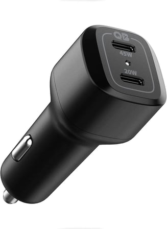 65W USB-C 2 Port Araç içi Hızlı Şarj Aleti PPS Desteği Akım Korumalı Güç Adaptörü Çakmaklık iPhone & Android & iPad & MacBook Type-C - ACP02562