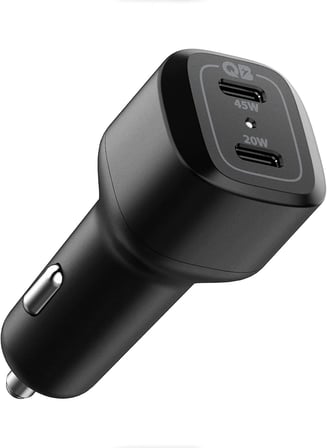 65W USB-C 2 Port Araç içi Hızlı Şarj Aleti PPS Desteği Akım Korumalı Güç Adaptörü Çakmaklık iPhone & Android & iPad & MacBook Type-C - ACP02562