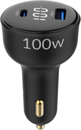100W Led Ekranlı Type-C + USB-A Araç Şarj Aleti iPhone & Android & Notebook Araç içi Şarj Cihazı