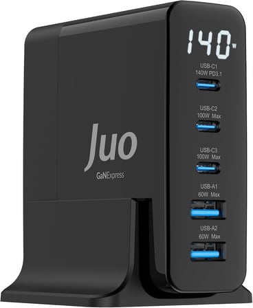 140W GaN PD 3.1 Masaüstü Hızlı Şarj Cihazı 3 Type-C + 2 USB-A iPhone & MacBook & Laptop Uyumlu Şarj Aleti