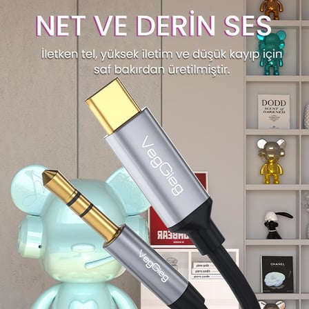USB Type-C to 3.5mm Aux Hi-Fi Ses Kablosu 1 Metre