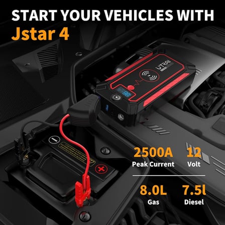 Jstar 4 24000 mAh 2500A Jump Starter Taşınabilir Akü Takviye Cihazı (Kablosuz Şarj + Pusula + Çanta + Led lamba + Powerbank)