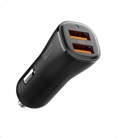 30W USB-A 2 Port Araç içi Hızlı Şarj Aleti 18W + 12W Akım Korumalı Güç Adaptörü Çakmaklık iPhone & Android & iPad Type-C PD EV302 - ACP08700