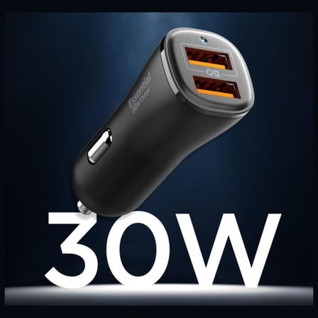 30W USB-A 2 Port Araç içi Hızlı Şarj Aleti 18W + 12W Akım Korumalı Güç Adaptörü Çakmaklık iPhone & Android & iPad Type-C PD EV302 - ACP08700