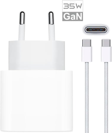 Bydiz Apple iPhone 35W USB-C 16/15/pro/max/Plus Güç Adaptörü Set GaN Tech Type-C Hızlı Şarj Cihazı