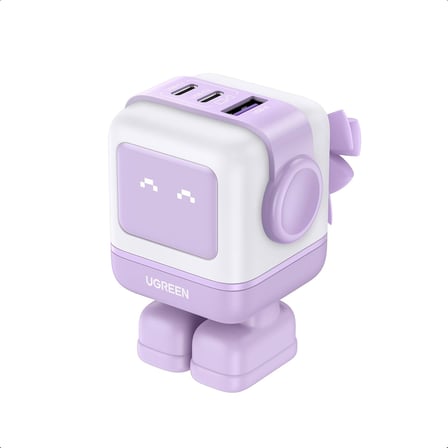 Nexode RG 65W RobotGaN Şarj Cihazı USB C Güç Kaynağı MacBook Pro/Air, iPad, iPhone 15 Pro Max, Galaxy S24 Ultra, Steam Deck ile uyumlu 3-Port Hızlı Şarj Cihazı LED (Mor)