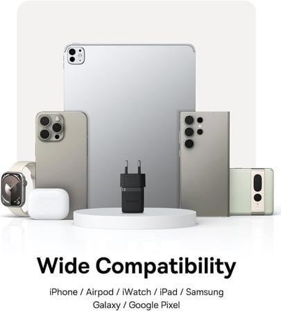 20W Hızlı Şarj Cihazı, Palm 1C USB-C Duvar Adaptörü, BCT Soğutma Teknolojisi ve Akıllı Çip Koruması, Kompakt Şarj Başlığı, Samsung ve iPhone Uyumlu, Siyah