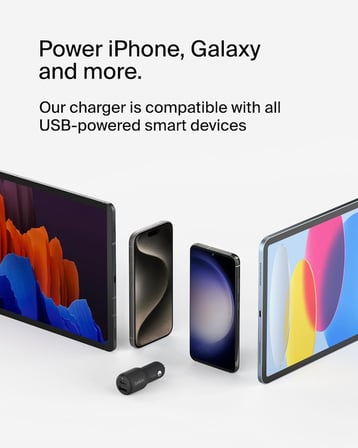 BoostCharge Çift Araç Şarj Cihazı 42W w/Hızlı Şarj USB-C 30W PPS ve 12W USB-A Bağlantı Noktaları Apple iPhone 15, 15 Pro, 15 Pro Max, iPhone 14 Serisi, iPhone 13 Serisi, Samsung Galaxy S23 ve