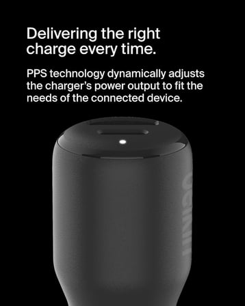 BoostCharge Çift Araç Şarj Cihazı 42W w/Hızlı Şarj USB-C 30W PPS ve 12W USB-A Bağlantı Noktaları Apple iPhone 15, 15 Pro, 15 Pro Max, iPhone 14 Serisi, iPhone 13 Serisi, Samsung Galaxy S23 ve