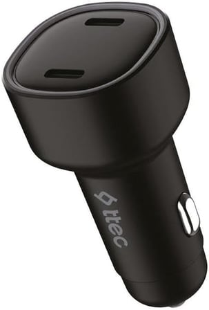 SmartCharger Duo PD 60W Araç Hızlı Şarj Aleti USB-C+USB-C Siyah