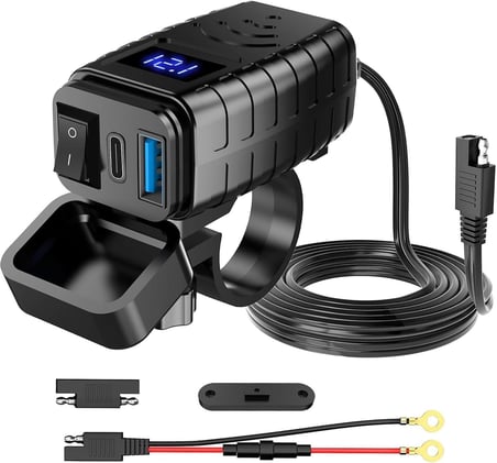 Motosiklet Hızlı Şarj Cihazı 12V-24V Su Geçirmez Çift USB Type-C PD Hızlı Şarj Portu Gidon Bağlantılı Telefon Tablet Şarj Adaptörü, Motosiklet, Bisiklet, Atv, Tekne, Motor Aksesuarı MT4