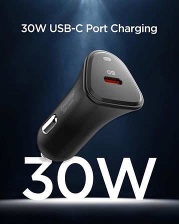 30W USB-C Araç içi Hızlı Şarj Aleti PPS Desteği Akım Korumalı Güç Adaptörü Çakmaklık iPhone & Android & iPad Type-C PD 3.0 EV301 - ACP08699