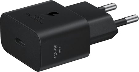 Hızlı şarj cihazı, USB-C, 25 W veri kablosuz, siyah