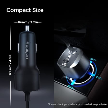 47W USB-C 2 Port Araç içi Hızlı Şarj Aleti + Lightning Şarj Kablosu Güç Adaptörü Çakmaklık iPhone & iPad Type-C - ACP04205
