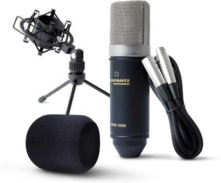 MPM-1000 - Podcast, akış, şarkı söyleme, tele-çalışma ve oyun için masa standı ve kablolu XLR kondenser stüdyo mikrofonu