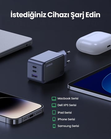Nexode Air 65W 3-Port GaN Fast Charger EU Hızlı Şarj Adaptörü