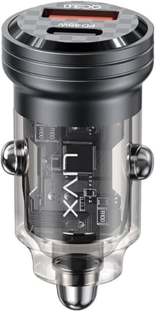 Transparent 45W PD/QC Type C ve USB Çıkış Ultra Hızlı Mini Araç şarj Cihazı L35