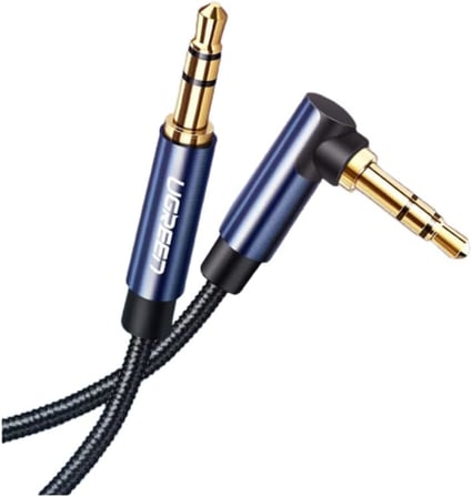 90 Derece L Tipi 3.5 mm Aux Ses Kablosu Mavi 2 Metre