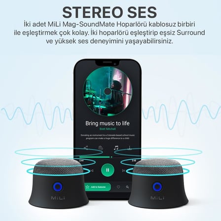 Mag-Soundmate MagSafe Uyumlu Mini Taşınabilir Bluetooth Hoparlör Beyaz