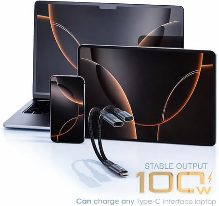 Type-C to Type-C 2-in-1 Adaptör 100W Güç Çıkışı, Müzik Dinleme, Arama Yapma Destekli, 4mm Kalınlıkta Dayanıklı Alüminyum Adaptör | ZR1211